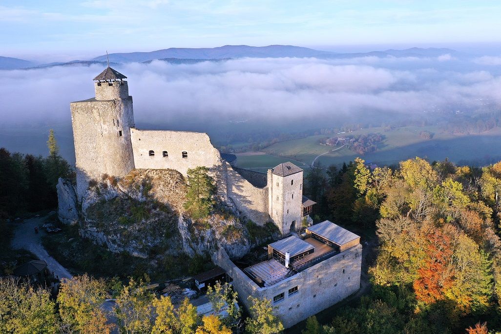 Flugaufnahme Araburg im Herbst